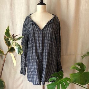 Flax + linen gingham + tunic blouse